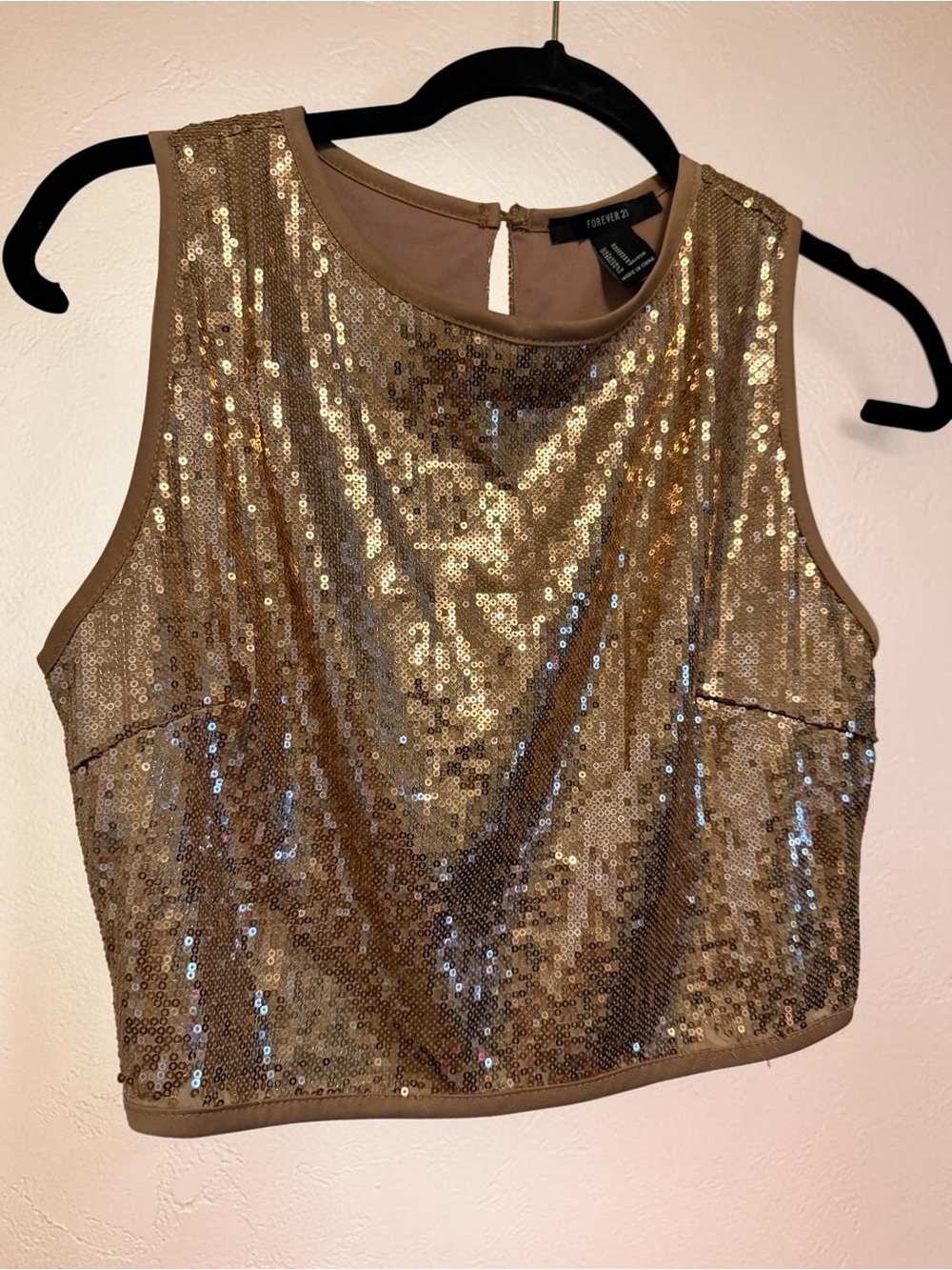 Forever 21 Gold Sequin Crop Top - Picture 1 of 9